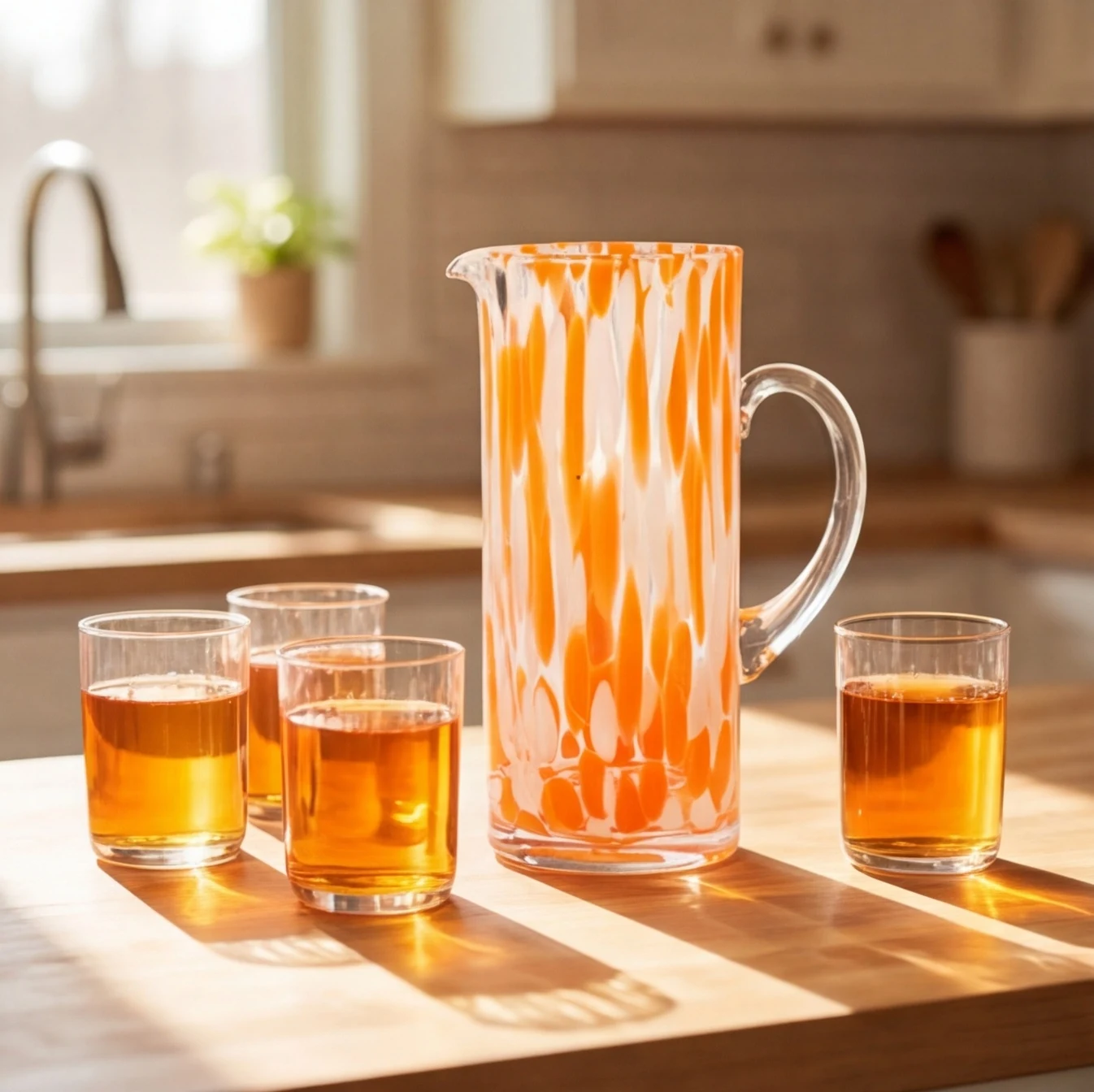 Color-Dot Glass Pitcher with Handle — view 2